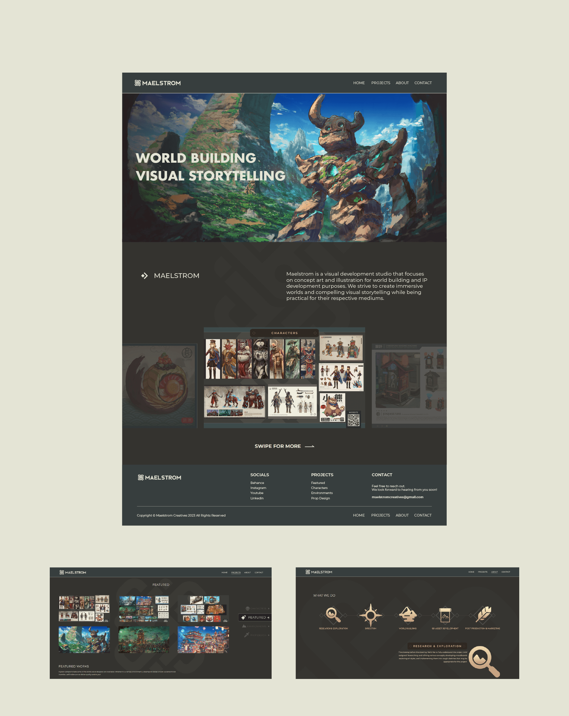 Maelstrom Creatives web design — additional screens